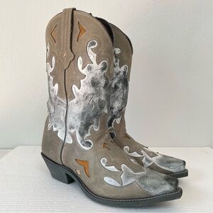 Leather Western boots sz 10 embroidered coastal cowgirl cowboy style# RC5107